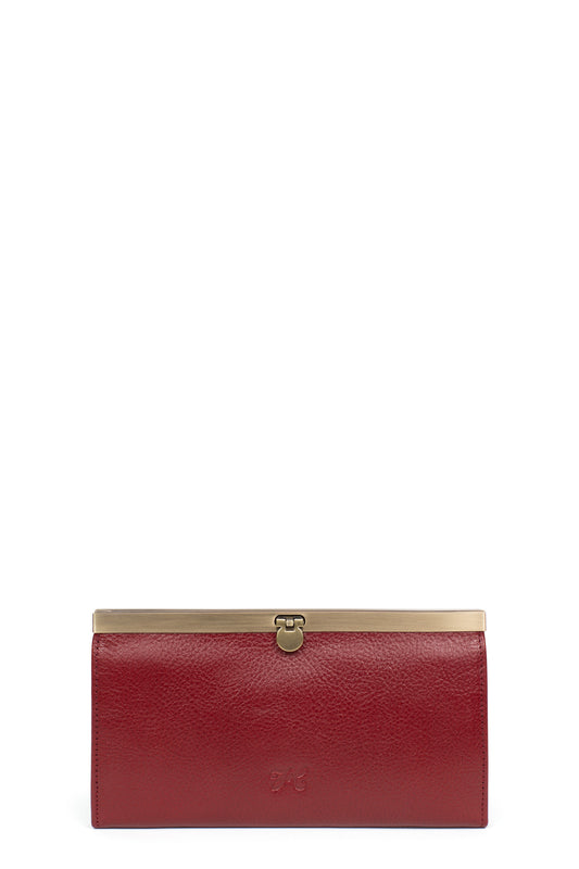 Portefeuille long - Stop RFID - Cuir - Carmin