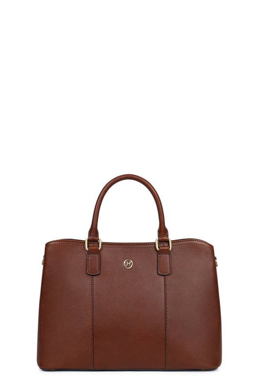 Sac porté main 2 poignées - Cuir - Marron