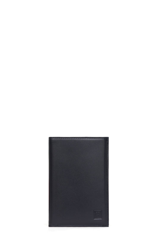 Portefeuille européen - 3 volets - Cuir - Marine