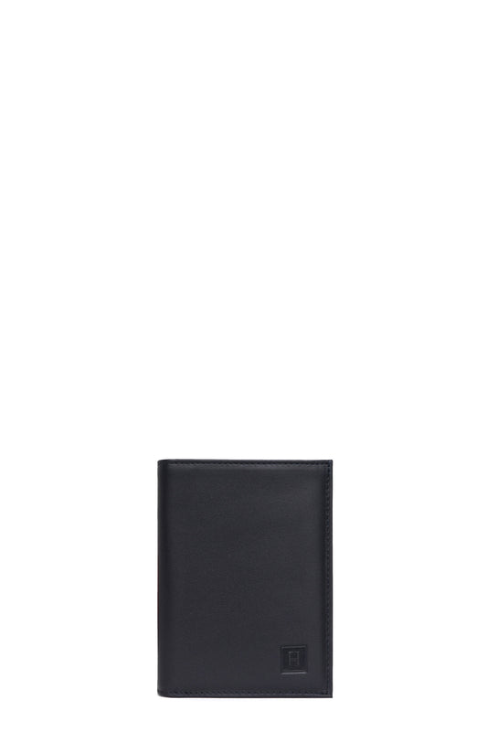 European wallet - 3 flaps - Leather - Marine