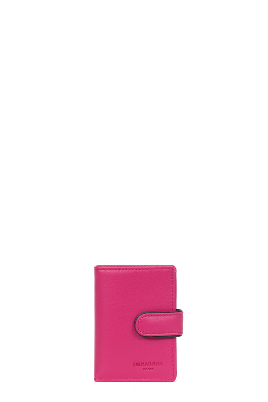 Porte-cartes - 1 volet - Cuir - Fuchsia/multicolore