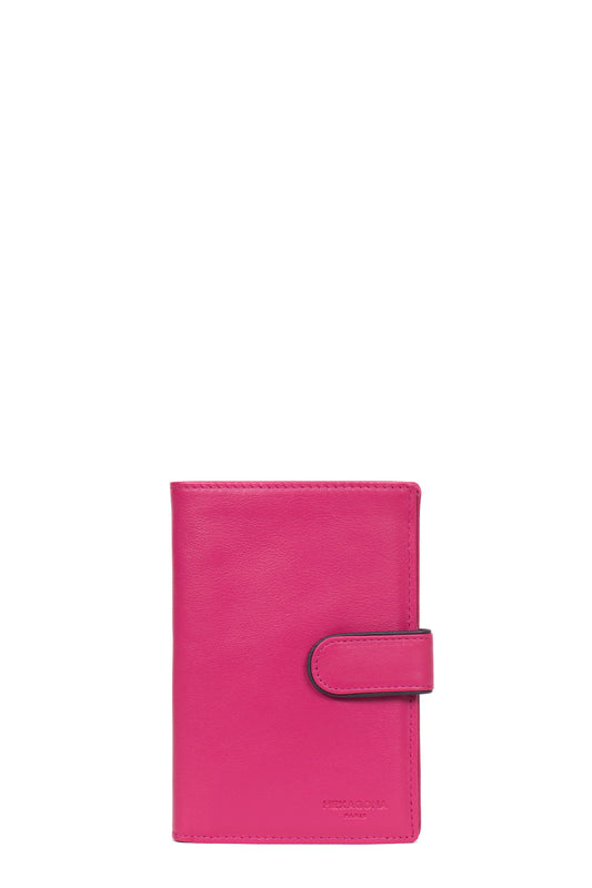 Portfel europejski - 2 skrzydła - Skóra - Fuchsia/multicolore