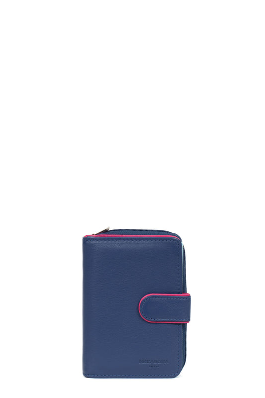 Portefeuille - 2 volets - Cuir - Bleu/multicolore