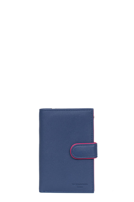 Portfel - 2 skrzydła - Skóra - Bleu/multicolore