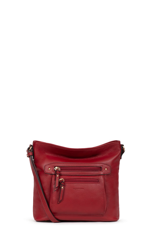 Sac porté travers - Cuir - Rouge-foncé