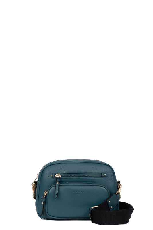Sac porté travers - Cuir - Bleu-pétrole