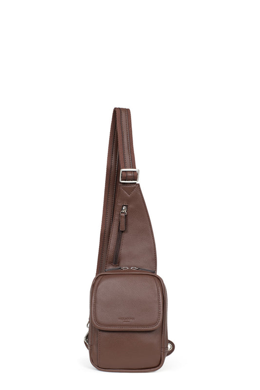 Sac monobretelle - Cuir - Chocolat