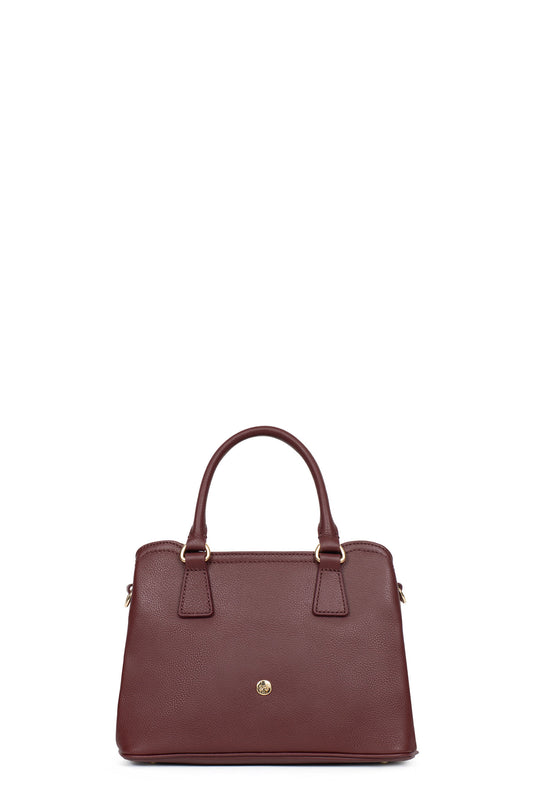Sac porté main 2 poignées - Cuir - Rouge-foncé