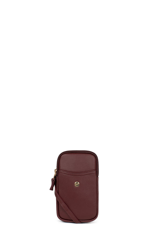 Pochette téléphone - Cuir - Rouge-foncé