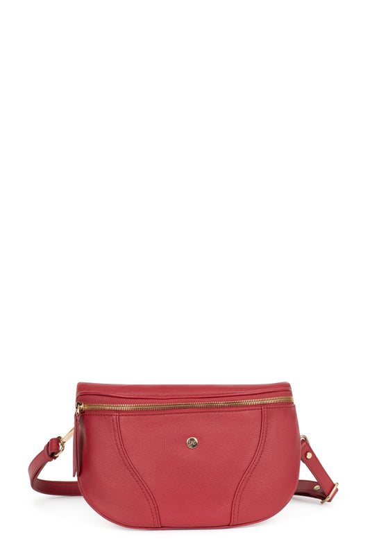 Sac banane - Cuir - Rouge-foncé