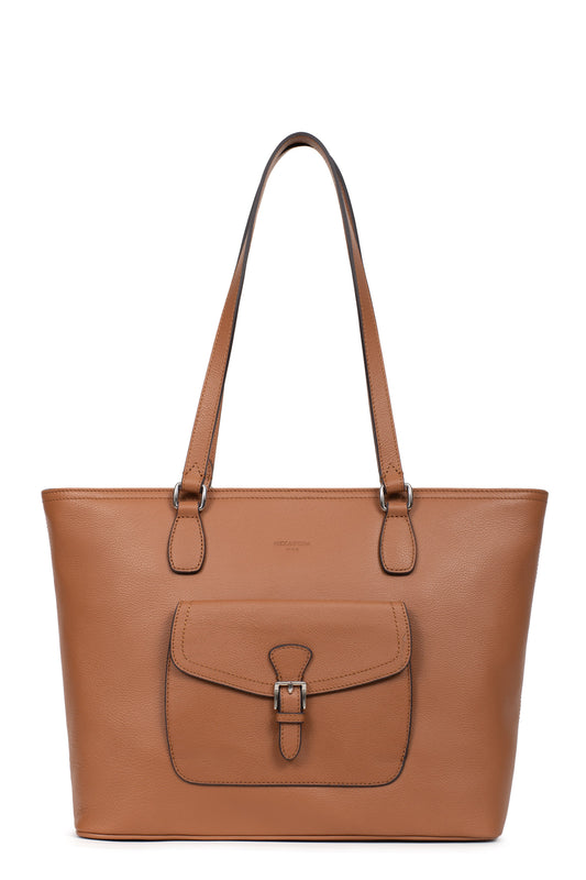 Sac cabas porté épaule - A4 - Cuir - Tan