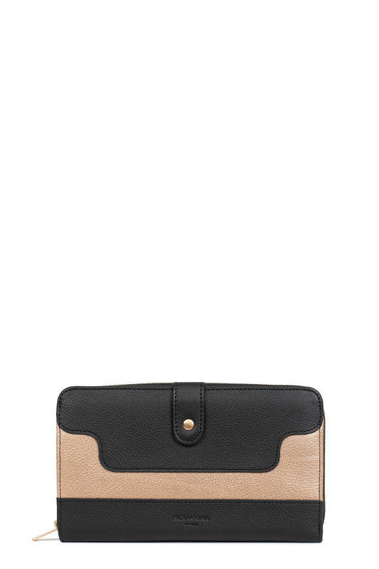 Compagnon de voyage - 1 volet - Stop RFID - Cuir - Noir/multicolore