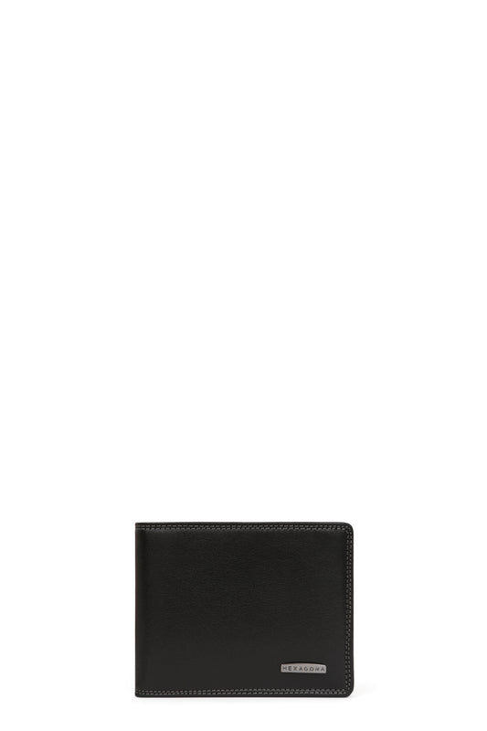 Portefeuille italien - 2 volets - Stop RFID - Cuir - Noir