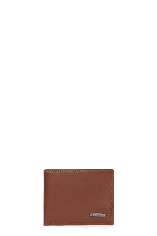 Portefeuille italien - 2 volets - Stop RFID - Cuir - Cognac