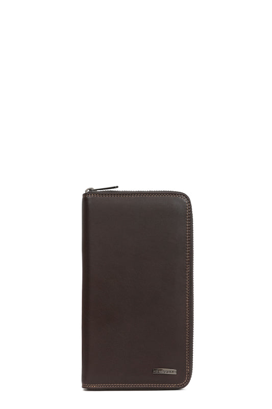 Compagnon de voyage - Stop RFID - Cuir - Marron-foncé