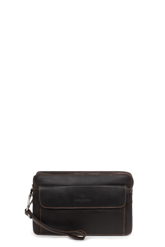 Wristlet pouch - Leather - Marron