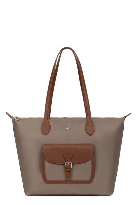 Sac cabas porté épaule - A4 - Grand - Taupe/marron