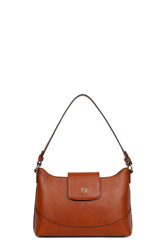 Shoulder bag with 1 handle - Leather - Cognac