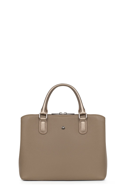 Sac porté main 2 poignées - Écorce/bronze