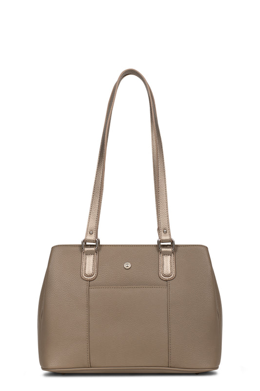 Borsa a tracolla con 2 manici - Écorce/bronze