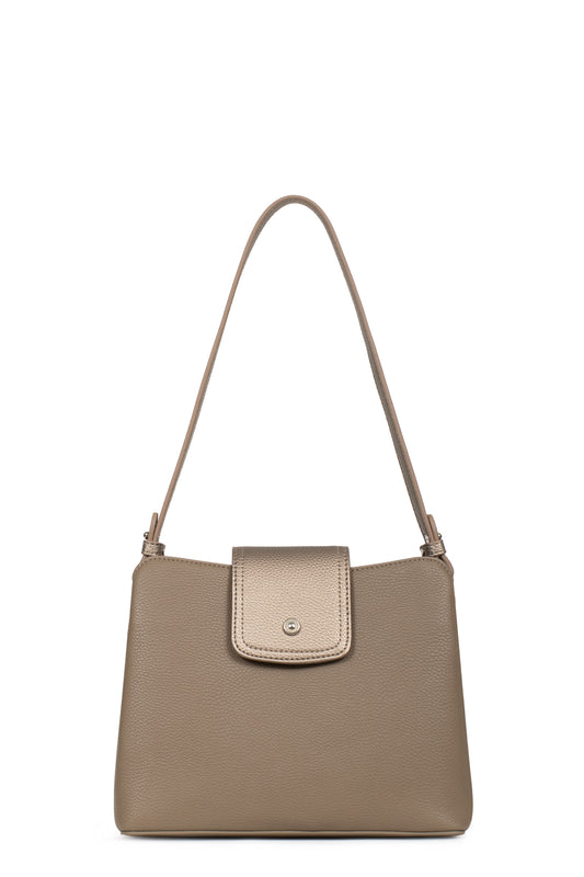 Sac porté épaule 1 anse - Écorce/bronze