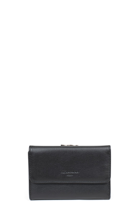 Wallet - 3 flaps - Leather - Noir