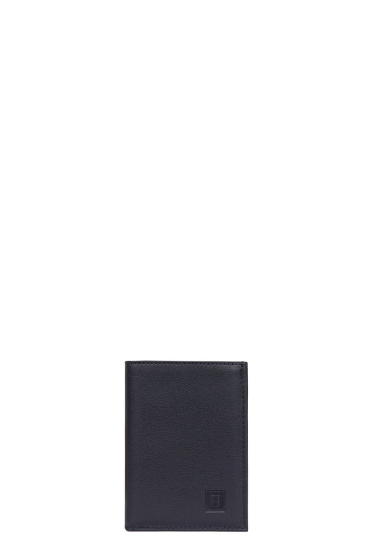 Portefeuille européen - 1 volet - Cuir - Marine