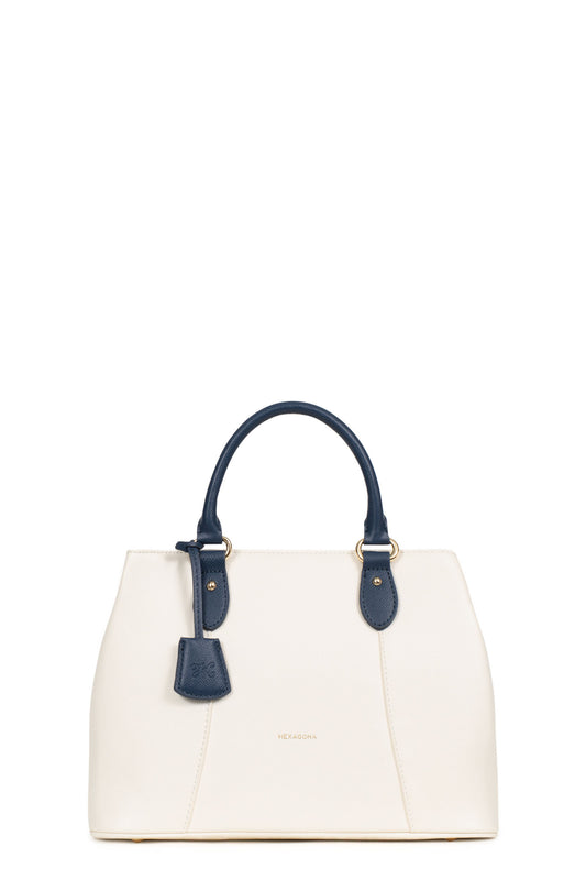 Sac porté main 2 poignées - Blanc/marine