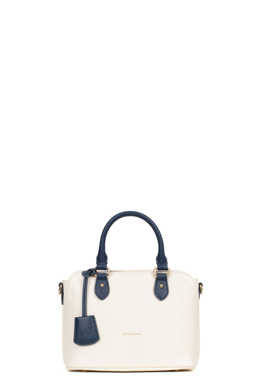 Sac porté main 2 poignées - Blanc/marine