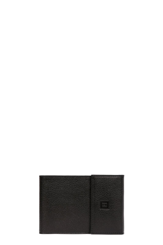 Checkbook holder - 2 flaps - Leather - Noir