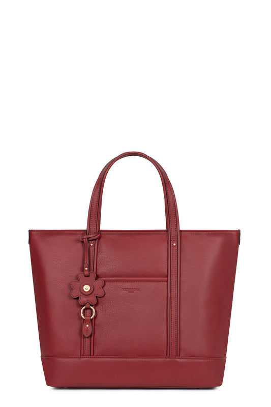 Sac cabas porté main - Cuir de vachette - Carmin