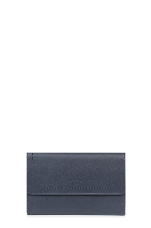 Travel companion - 2 flaps - RFID stop - Leather - Bleu-nuit