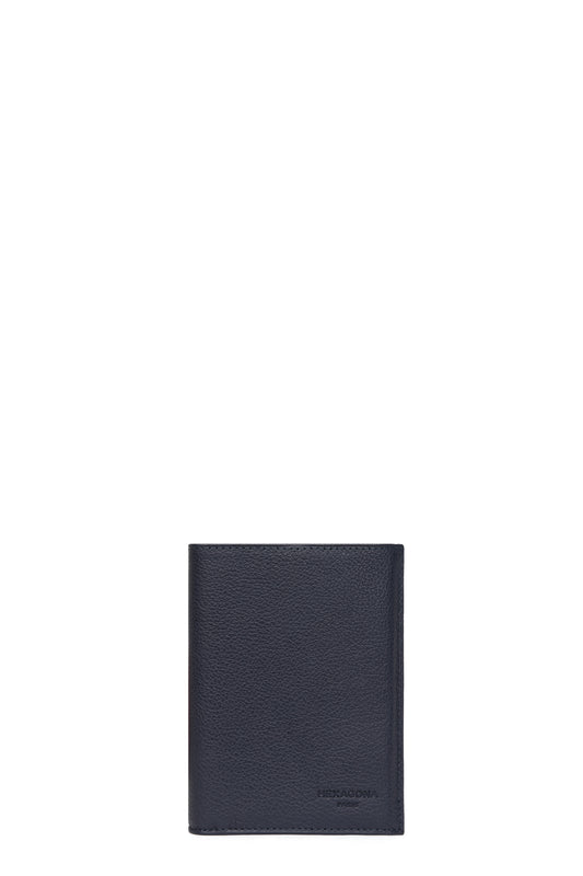 Portefeuille européen - 3 volets - Cuir - Marine