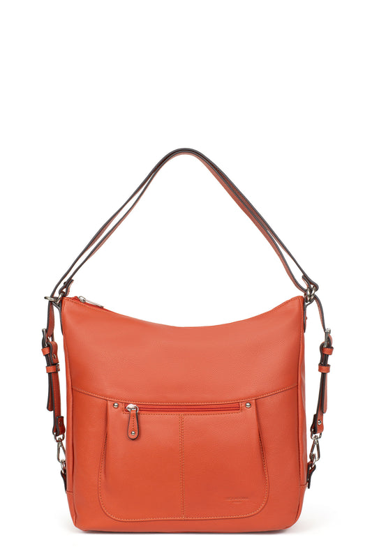 Convertible bag - A4 - Leather - Orange