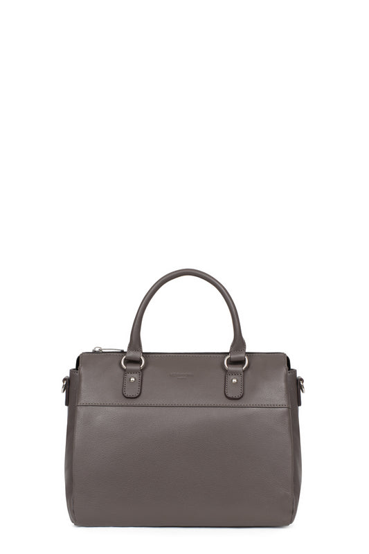 Sac porté main 2 poignées - Cuir - Taupe
