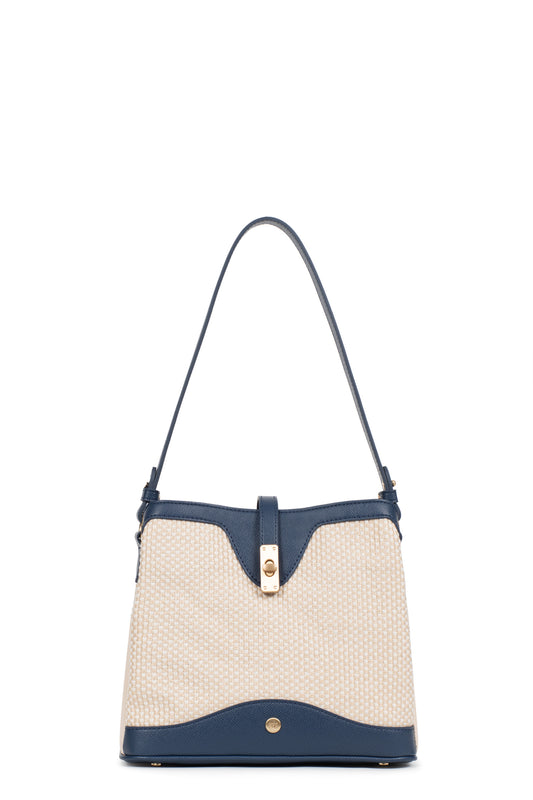Sac porté épaule 1 anse - Beige/marine