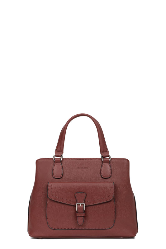 Sac porté main 2 poignées - Cuir - Bordeaux