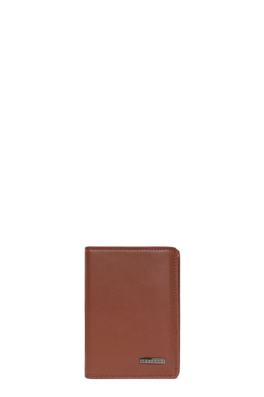 European wallet - 3 flaps - RFID Stop - Leather - Cognac