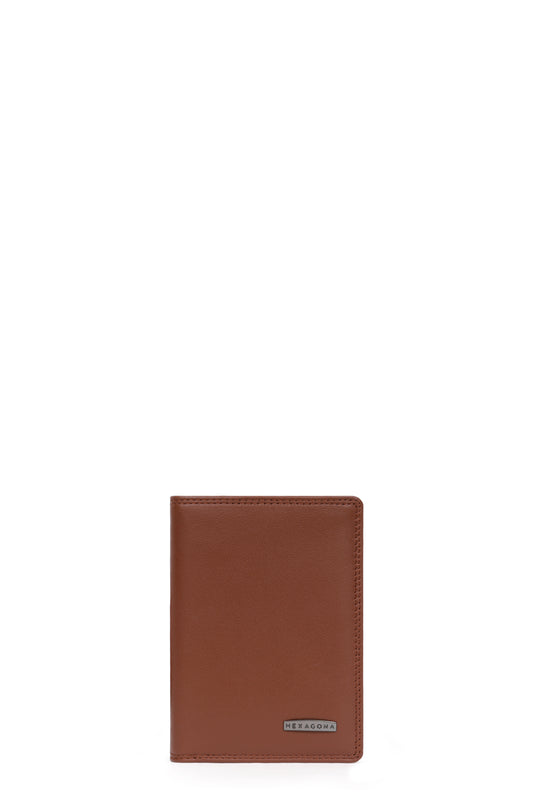 European wallet - 2 flaps - RFID stop - Leather - Cognac