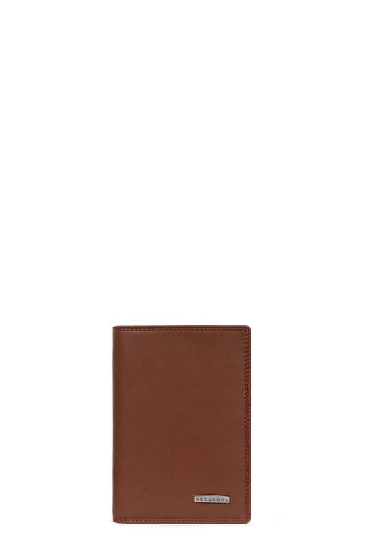 European wallet - 2 flaps - RFID stop - Leather - Cognac