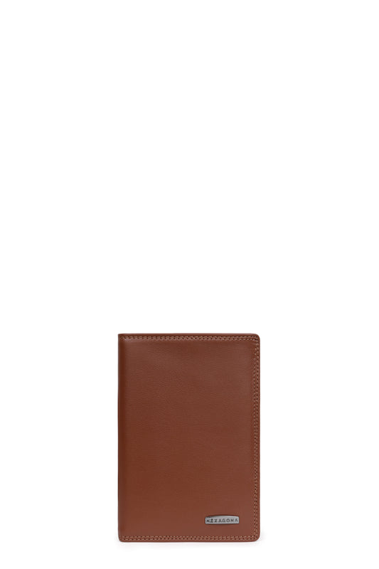 European wallet - 2 flaps - RFID stop - Leather - Cognac
