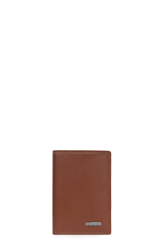 European wallet - 2 flaps - RFID stop - Leather - Cognac
